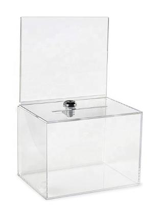 China Lockable Acrylic Desktop Donation Comment Urn With Poster Holder for sale