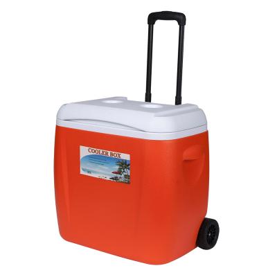 China 2022 New 38L Waterproof Portable Hot Sale Plastic Camping Cool Box With Wheel Beverage Cooler Beverage Cooler for sale