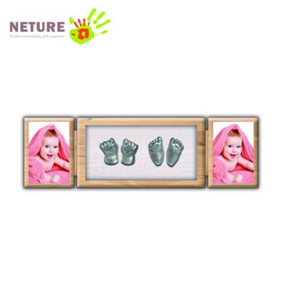 China Europe New Baby Diy Toy Wood Photo Frame Alginate Mold 3D Hand Molding Kit Keepsake Gifts 3d Casting Kit for sale