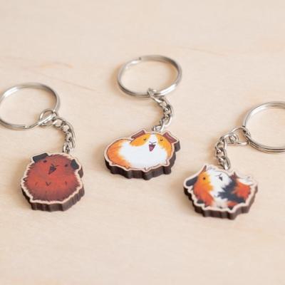 China Small Cute Wooden Key Chain Cute Tiny Animal Laser Cut Wooden Key Chain Printed Engraved Wooden Keychain for sale