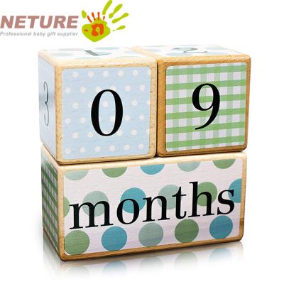 China DIY TOY Children's Milestone Blocks Wooden Baby Age Blocks Solid Wooden Milestone Age Blocks Baby Toys for sale