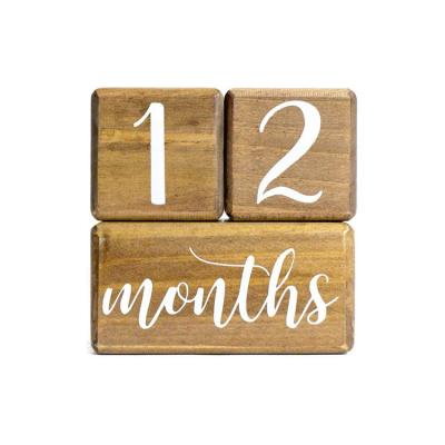 China DIY TOY Wooden Age Blocks For 12 Month Baby Milestone Solid Wood Age Blocks Baby Age Blocks for sale