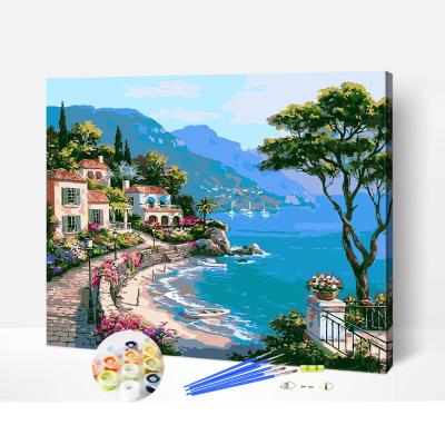 China Home Decorations.Gifts diy oil painting by number kit with seven color adult paint by numbers canvas drawing with brushes for sale