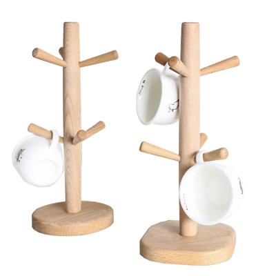 China Sustainable bamboo cup holder with 6 hooks for sale