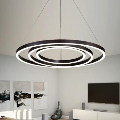 China Modern Designer Aluminum Linear Fixture Profile Lamp Square Hanging Metal Led Rings Pendant Light for sale