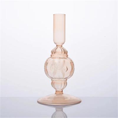 China Home Decoration Glass Tube Candlestick Home Decoration Clear Glass Candle Holder for sale