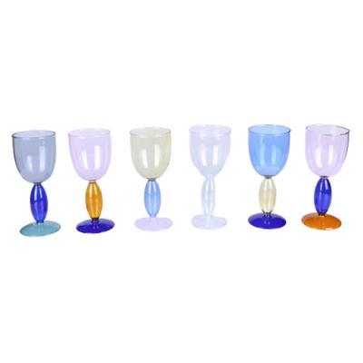 China Original Factory Wholesale Cheap Unique Glass Cup Glasses Color Glass Wine Cup for sale