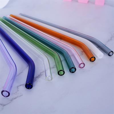 China Viable Borosilicate Bent Bulk Colored Glass Straw Factory Direct Sales Reusable Top for sale