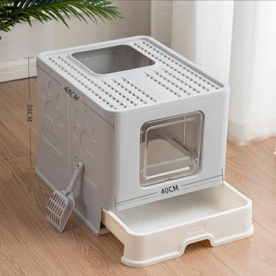 China Sustainable Hot Selling Cat FoldableToilet Box Cat Litter Box With Scoop And Reusable Liner for sale