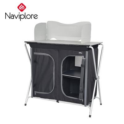 China Modern foldable outdoor mobile camping portable cupboard kitchen table cupboard for camping for sale