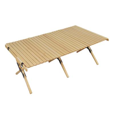 China Egg roll board new product beech wood camping foldable outdoor rise table for bbq maker egg roll table wooden table for sale