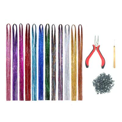 China I-Tip Hair 47 Inches Extension Braid Hair With Extension Tinsel Tool 12 Colors 2400 Strands Hair Kit for sale