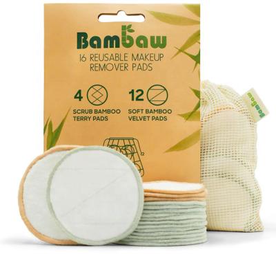 China Soft Reusable Bamboo Makeup Remover Pads Bamboo Velvet Bag Cotton OEM Customized Makeup Box Layers Paper for sale