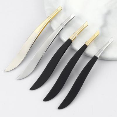 China Professional Oblique Eyebrow Stainless Steel Tip Eyebrow Tweezers For Beauty Makeup And False Eyelashes for sale