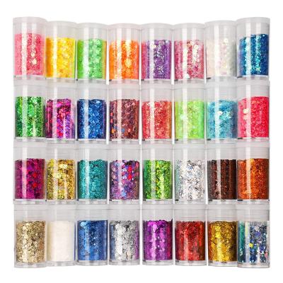 China High Quality New Arrival 5g/PCS 32 Colors PET Glitter Powder Mixed Set For Crafts&Nail Arts& Slimes& Arts for sale