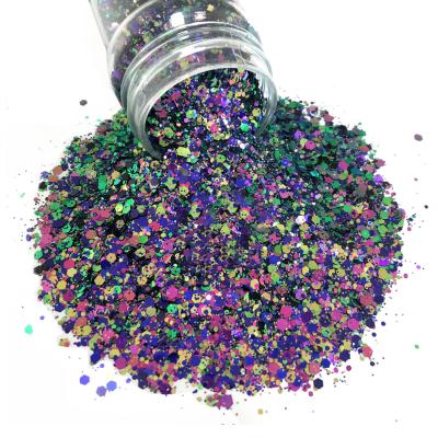 China New Arrival 11 Color Mixed Hexagon Metal Chameleon PET High Quality Glitter Powder For Nail Art Makeup for sale