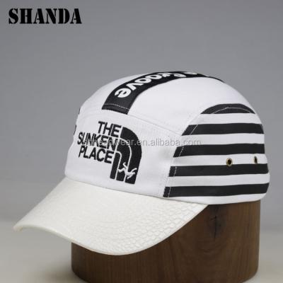 China JOINT Unisex Fashion Custom Printed Crocodile Leather Curved Brim 5 Panel Hats for sale