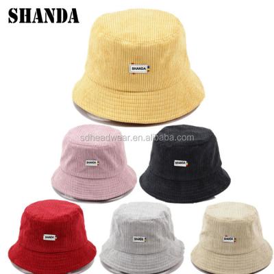 China New Arrival COMMON Cotton Multi Colors Plain Woven White Label Corduroy Bucket Hats Wholesale Fashion for sale