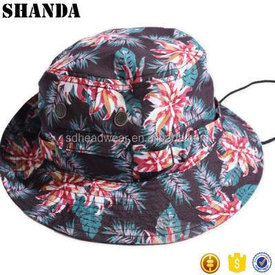 China Women Ladies COMMON Bucket Hat With String, Floral Design Bucket Hat, Custom Print Bucket Hat Pattern for sale