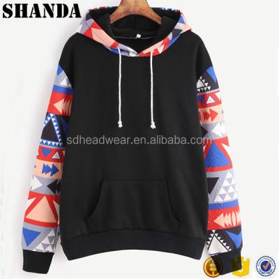 China Anti-pilling Hooded Thick Drawstring Black Contrast Sleeve Make Your Own Hoodie for sale