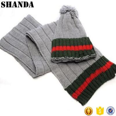 China JOINT New Fashion Knit Warm Woolen Scarf And Hat Set Winter Men Women Set for sale