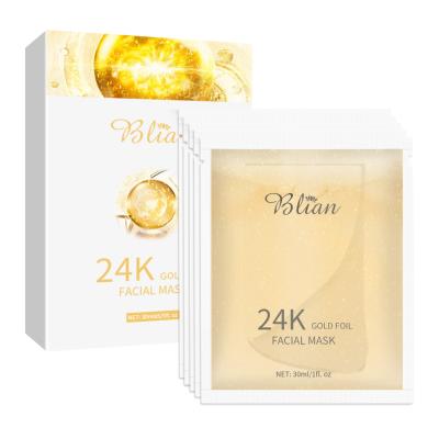 China Moisturizer 24K Gold Foil Moisturizing Silk Mask Brighten Skin Nourishing Hydrating Facial Skin Repair Plumps Men and Women Silk Mask for sale