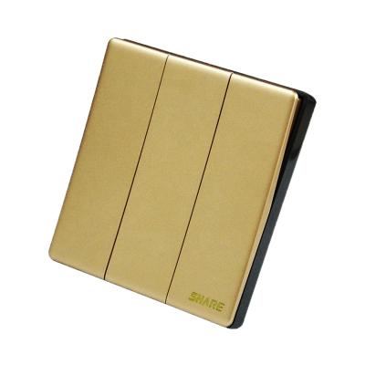 China Large Panel PC English Standard Panel Fire Resistance Push Button 3 Gang 1 Way Home Use/General Purpose 86*86mm 250V 16A Electric Light Switch for sale