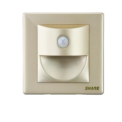 China UK Standard Fire Resistance PC Hotel Smart Foot Lamp Light Switches Factory Gold Color With Environmental Flame Resistance PC Material For KSA for sale