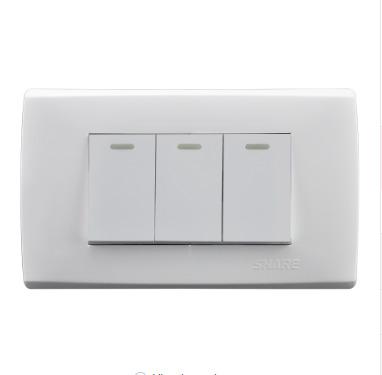 China Factory Price 118 Residential American Style White Panel Push Button 3 Gang 2 Way Switch 118*75mm 250V 10A for sale