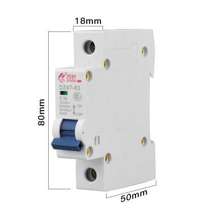 China Factory Wholesale Residential 1P 400V 10A-63A Automatic Earth Leakage MBC Mini Circuit Breaker Miniature Circuit Breakers Made in China for sale