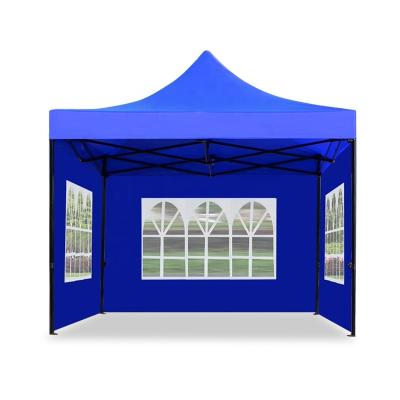 China Steel Brand new  3x3m 10x10ft blue water proof steel 1200D oxford cloth outdoor tents with sidewalls for racing booth for sale