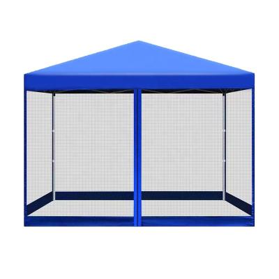 China Steel Newest 3x3m  10x10 blue collapsible coated silver cloth outdoor tents outdoor canopy with net mesh for racing booth for sale