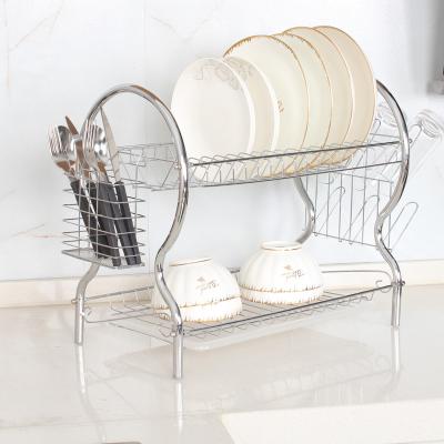 China 2 Layers Stainless Steel Viable Wholesale Dish Drainer Rack For Kitchen Storage Racks for sale