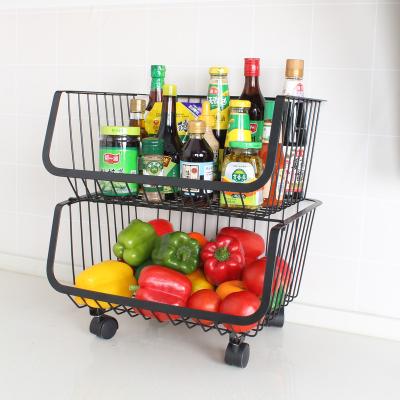 China Sustainable Multi-Layer Rotating Vegetable Or Fruit Cart Basket For Home Storage Racks for sale