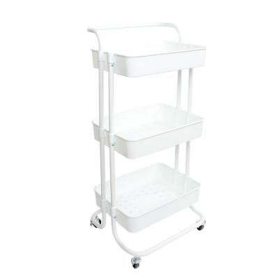 China Viable 3-Layer Plastics Storage Rack Mobile Home Organizer Kitchen Trolley Cart for sale