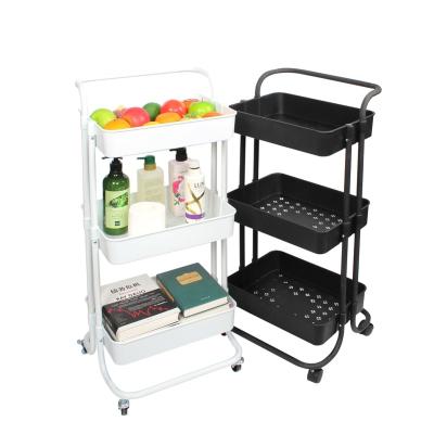 China Factory direct sales sustainable 3 tier rolling cart with plastic basket for home storage cart for sale