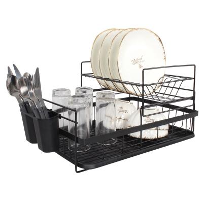 China 2021 NEW Two Tier Metal Sustainable Dish Rack for Kitchen Dish Drying Rack. for sale