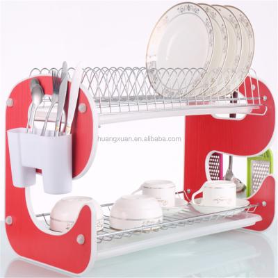 China Sustainable Home Accessories Polished 2 Tier Buffet Stainless Steel Dish Rack for sale