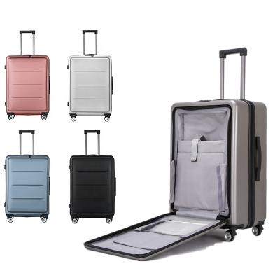 China Custom Vintage PC Luggage Hardside Travel Expandable Suitcases Away Bag With 20 Spinner Wheels In To Carry On Luggage for sale