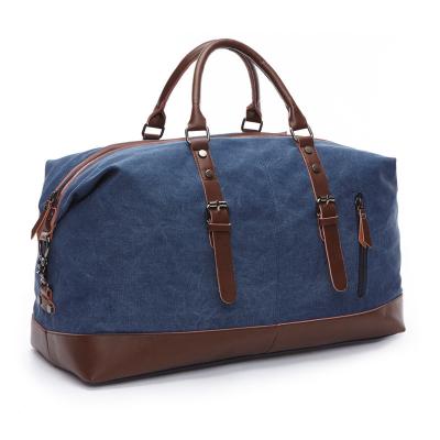 China Vintage Classic Weekender Canvas Duffel Bag Overnight Leather Carry On Travel Tote for sale