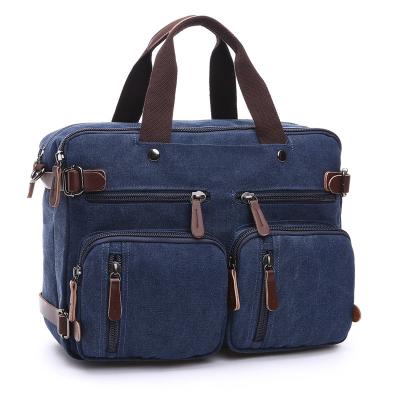 China Vintage Canvas Tote Bag Waterproof Nylon Multi Pocket Shoulder Bags Laptop Work Bag Professor Purse and Handbags for Women Men for sale