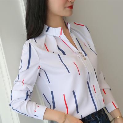 China Anti-pilling Wholesale Fashion Female Elegant Printed Shirt Chiffon Loose Long Sleeve Blouse Ladies' Office Blouses Women's Blouses & Shirts for sale