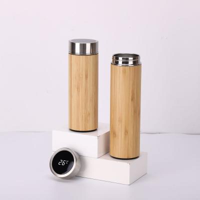 China Customized Water Bottle Stainless Steel Vacuum Flasks Bottle Thermoses Temperature and Stocked Stainless Steel Smart Bamboo Tea Infuser for sale