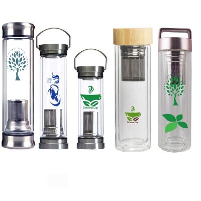 China Minimalist Double Wall High Borosilicate Glass With BPA Free Lid Glass Bottles for sale