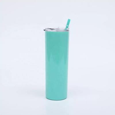 China 2021 business hotsale skinny double wall stainless steel water bottle tumblers 20oz with BPA free lid and straw for sale