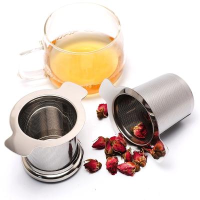 China Wholesale Amazon viable hotsale no 304 plastic loose leaf tea infuser strainer filters mesh stainless steel with floding handle for sale