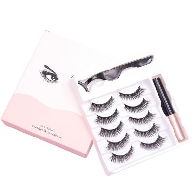 China Long Natural Hot Selling 5 Pairs 3D Magnetic Eyelash Natural Comfortable Magnetic Eyeliner With Eyelash In Box Easy Use for sale