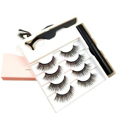 China Natural Long Magnetic Lashes Wholesale Customized Eyelash Magnet Fake Lashes Set No Glue No Magnetic Eyeliner Lashes for sale