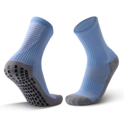 China Sporty Custom Logo Silicone Grip Sport Socks Men Anti Slip Tube Socks Soccer Football Sports Grip Socks for sale