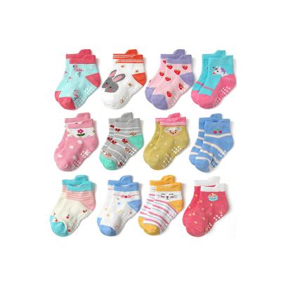 China Sporty Baby non slip grip ankle socks and  socks with non skid soles for  infants toddlers boys girls for sale